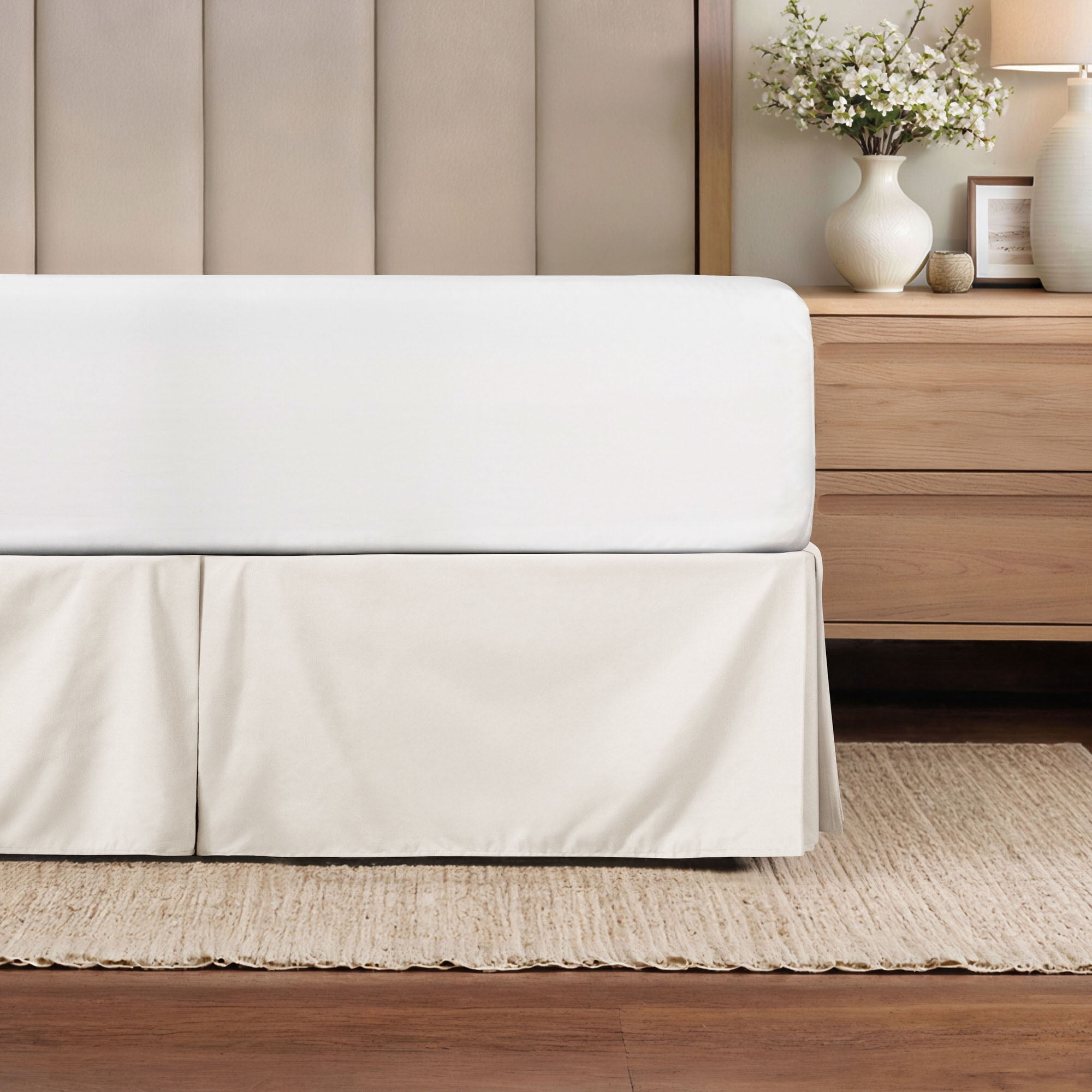 Noble Linens Ivory Pleated Dust Ruffle Bed Skirt, Twin