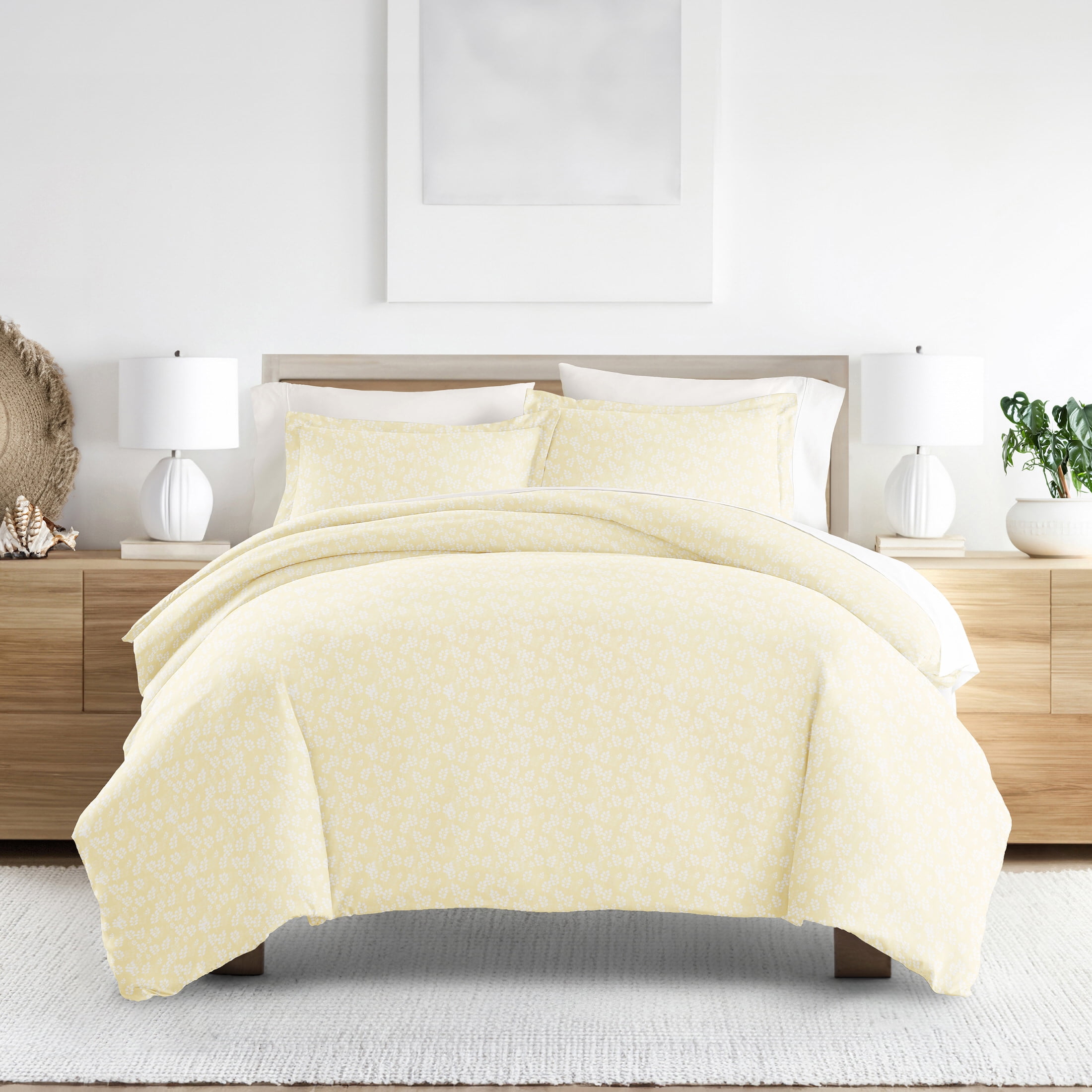 Noble Linens Ivory Wheatfield Pattern Duvet Set 3-Piece Duvet Cover Set, Full/Queen