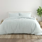 Noble Linens Light Blue Burst of Vines Print Duvet Set 2-Piece Duvet Cover Set, Twin/TwinXL