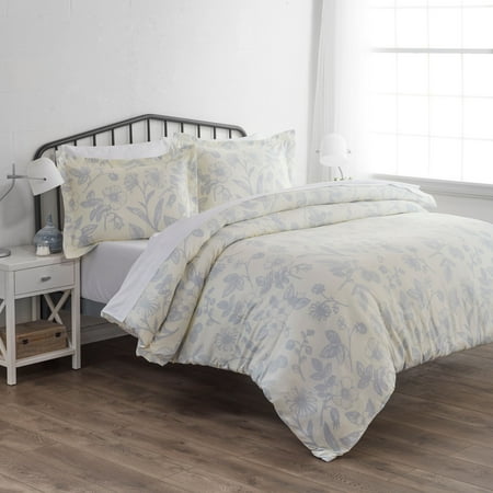 Noble Linens Light Blue Garden Pattern 2-Piece Duvet Cover Set, Twin/TwinXL