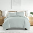 thumbnail image 1 of Noble Linens Light Blue Modern Diagonal 3-Piece 3-Piece Duvet Cover Set, Full/Queen, 1 of 11