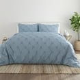 thumbnail image 1 of Noble Linens Light Blue Pinch Pleat 3-Piece Duvet Cover Set, Full/Queen, 1 of 9