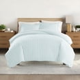 thumbnail image 1 of Noble Linens Light Blue Puffed Rugged Stripes 3-Piece Duvet Cover Set, Full/Queen, 1 of 13