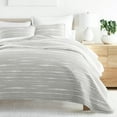 thumbnail image 1 of Noble Linens Light Gray 3 Piece Horizon Lines Reversible Microfiber Quilt Set, Queen / Full, 1 of 7