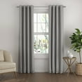 thumbnail image 1 of Noble Linens Light Gray Linen Blend Energy Saving Grommet Curtain Panel, 50" x 84" 2 Panels, 1 of 9