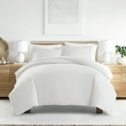 Noble Linens Light Gray Pinstriped Pattern 3-Piece Duvet Cover Set, Full/Queen