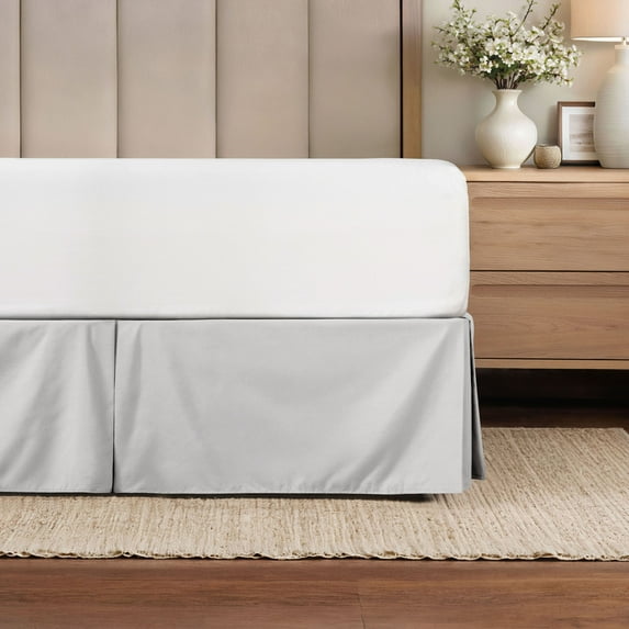 Noble Linens Light Gray Pleated Dust Ruffle Bed Skirt, Twin