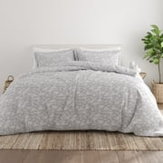 Noble Linens Light Gray Rose Pattern 3-Piece Duvet Cover Set, King/Calking