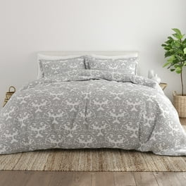 Noble Linens Gray Wheatfield Pattern Duvet Set 3 Piece Duvet Cover Set Full Queen Walmart