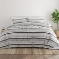 thumbnail image 1 of Noble Linens Light Gray Vintage Stripe Pattern 3-Piece Duvet Cover Set, Full/Queen, 1 of 11