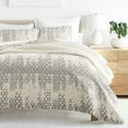 thumbnail image 1 of Noble Linens Light Grey 3 Piece Distressed Aztec Reversible Microfiber Quilt Set, Queen / Full, 1 of 7