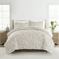 thumbnail image 1 of Noble Linens Linear Leaves Taupe 3-Piece Patterened Duvet Cover Set, King, 1 of 6