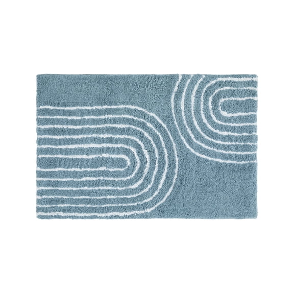 Noble Linens Modern Pattern Cotton Bath Mat, 24 in x 17 in, Rainbow Light Blue
