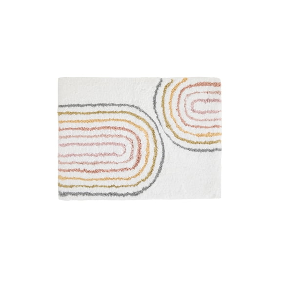 Noble Linens Modern Pattern Cotton Bath Mat, 34 in x 21 in, Rainbow White