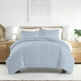 thumbnail image 1 of Noble Linens Navy 2 Piece Duvet Cover Set Puffed Rugged Stripes Print, Twin/TwinXL, 1 of 10