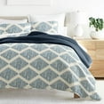 thumbnail image 1 of Noble Linens Navy 3 Piece Distressed Diamond Reversible Microfiber Quilt Set, Queen / Full, 1 of 7