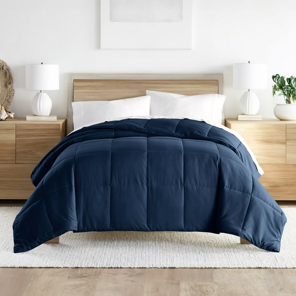 Noble Linens Navy All Season Alternative Down Solid Comforter, Full/Queen