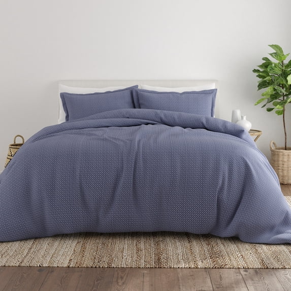 Noble Linens Navy Blue Diamond Pattern 2-Piece Duvet Cover Set, Twin/TwinXL