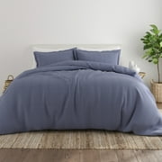 Noble Linens Navy Blue Diamond Pattern 3-Piece Duvet Cover Set, King/Calking