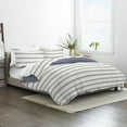 thumbnail image 1 of Noble Linens Navy Desert Stripe Reversible 3-Piece Duvet Cover Set, Full/Queen, 1 of 11
