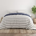 thumbnail image 1 of Noble Linens Navy Desert Stripe Reversible 3-Piece Duvet Cover Set, King/Cal King, 1 of 11