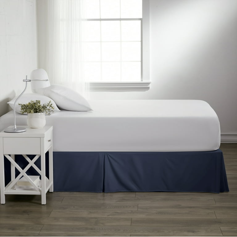 Noble Linens Navy Pleated Dust Ruffle Bed Skirt King
