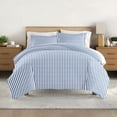 thumbnail image 1 of Noble Linens Navy Puffed Rugged Stripes 3-Piece Duvet Cover Set, King/Cal King, 1 of 14