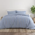 thumbnail image 1 of Noble Linens Navy Puffed Rugged Stripes 3-Piece Duvet Cover Set, King/Cal King, 1 of 11