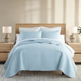 thumbnail image 1 of Noble Linens Pale Blue Herring Pattern Quilted Coverlet, Full/Queen, 1 of 12