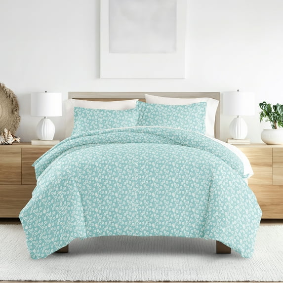 Noble Linens Pale Blue Wheatfield Pattern Duvet Set 3-Piece Duvet Cover Set, Full/Queen