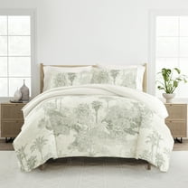 Noble Linens Parbor Stripe Eucalyptus 3 Piece Patterned Duvet Cover Set, Queen