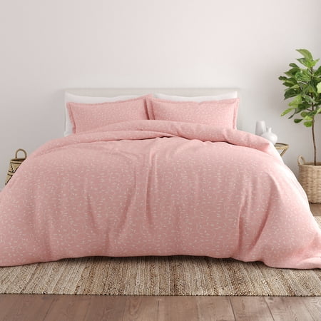 Noble Linens Pink Pink Buds Pattern 3-Piece Duvet Cover Set, King/Calking
