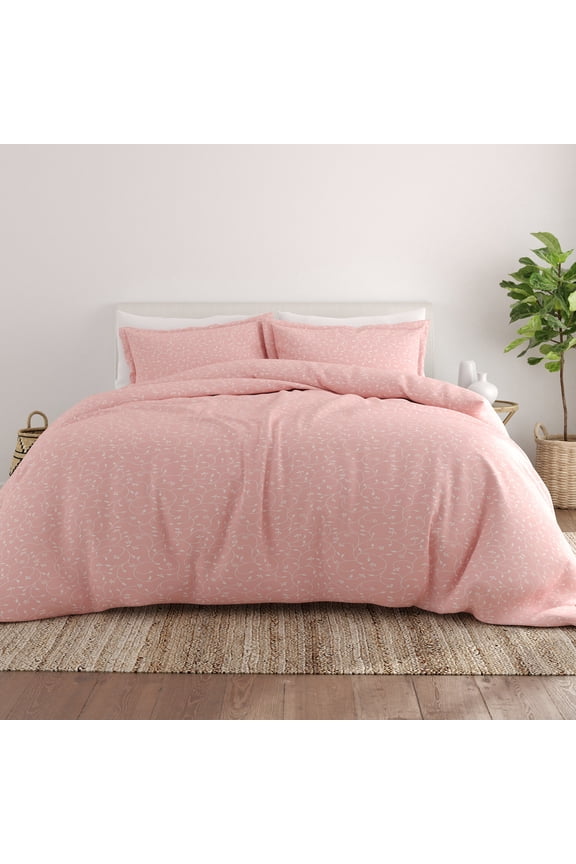 Pink Pink Buds Pattern 3-Piece Duvet Cover Set, King/Calking