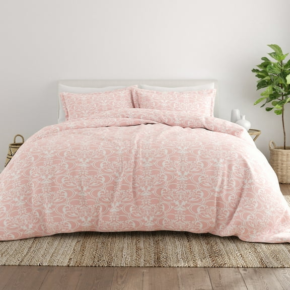 Noble Linens Pink Romantic Damask Pattern 2-Piece Duvet Cover Set, Twin/TwinXL