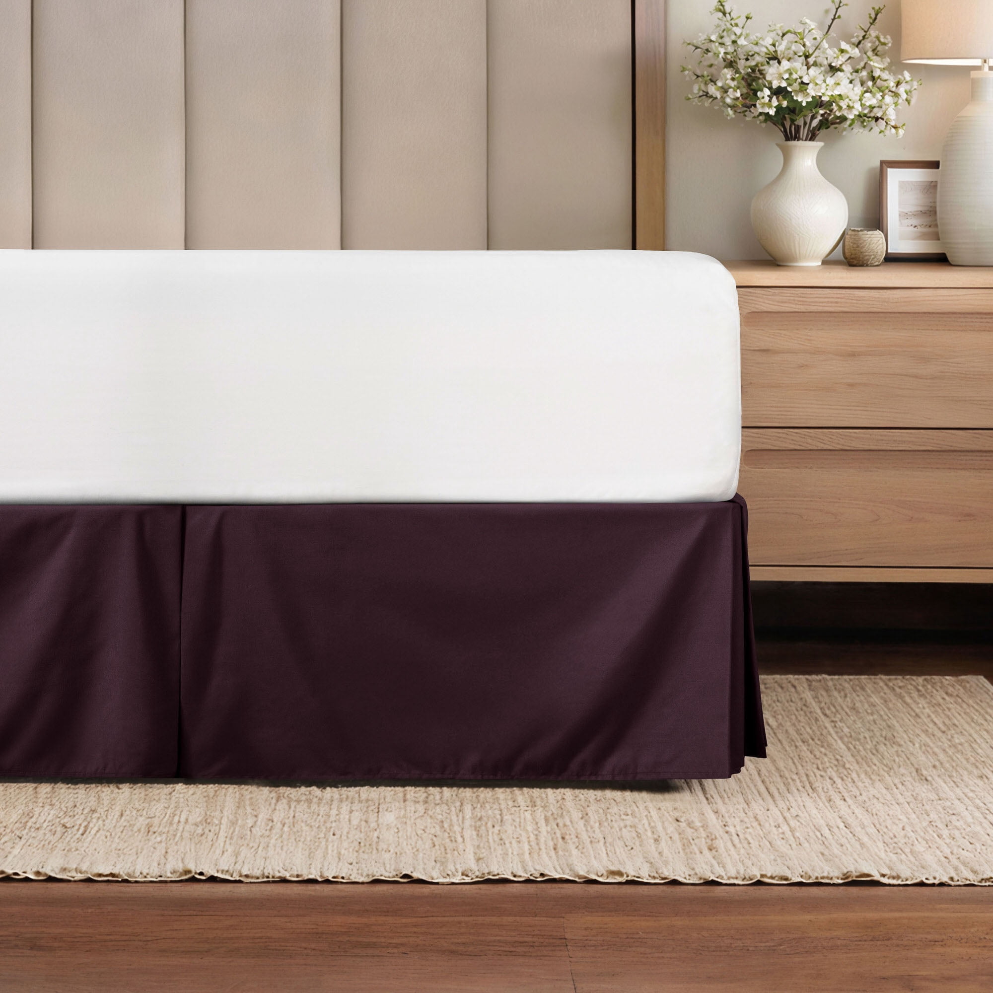 Noble Linens Purple Pleated Dust Ruffle Bed Skirt, Queen