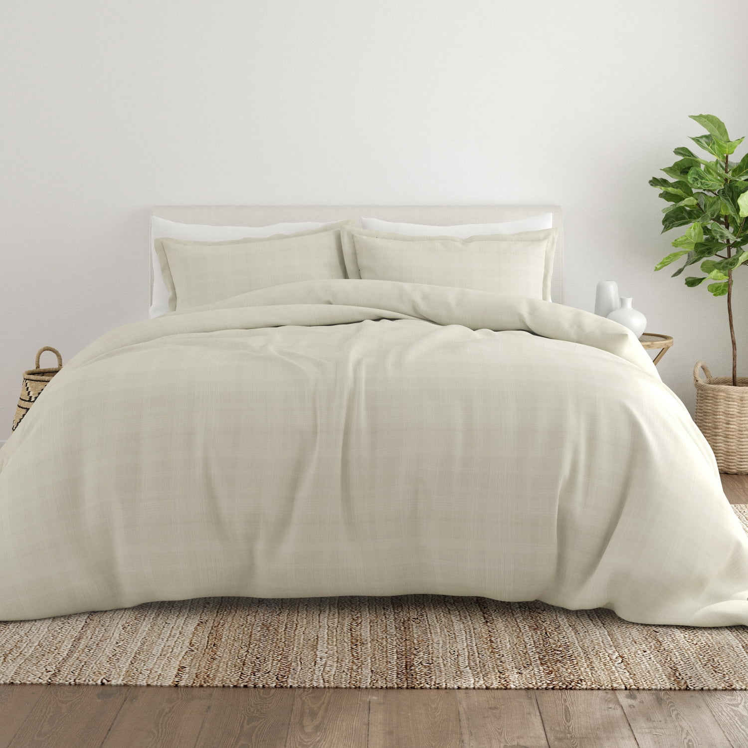 Noble Linens Ray Thatch Pattern Duvet Set 3-Piece Duvet Cover Set, Full/Queen