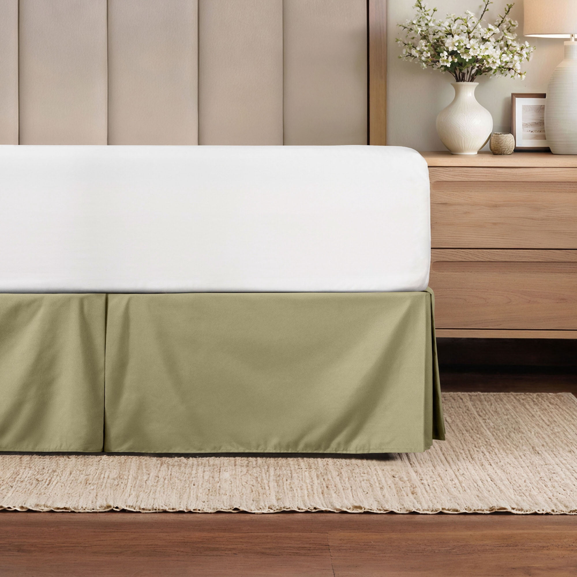 Noble Linens Sage Pleated Dust Ruffle Bed Skirt, Queen