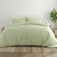 thumbnail image 1 of Noble Linens Sage Puffed Chevron Print Duvet Set 3-Piece Duvet Cover Set, Full/Queen, 1 of 12
