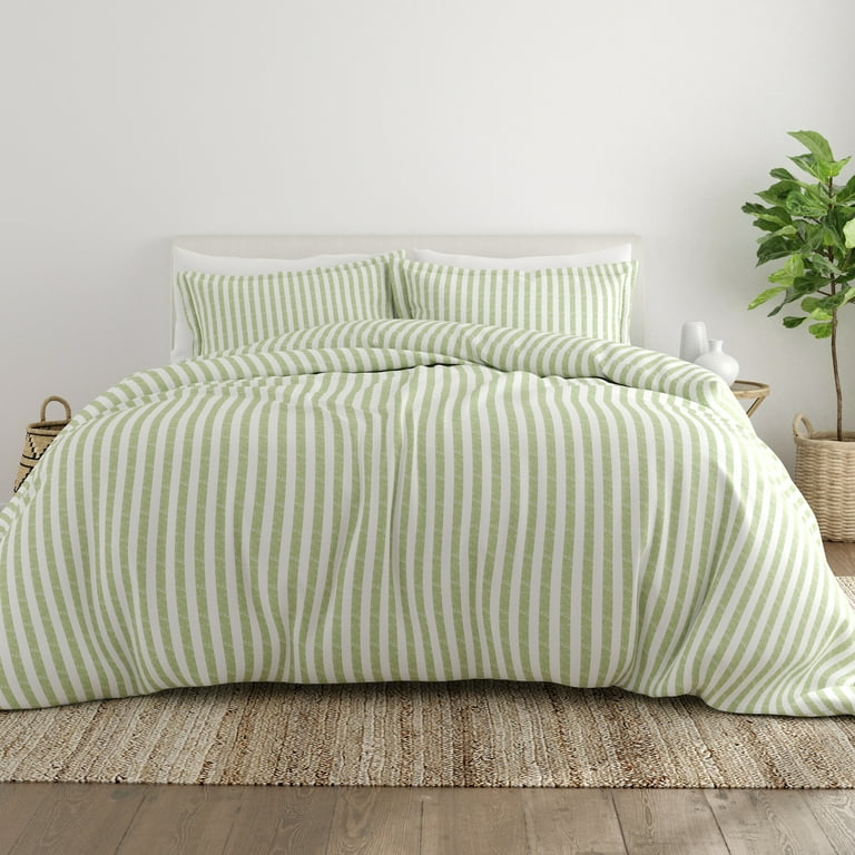 Noble Linens Sage Striped 2-Piece Twin/TwinXL Duvet Cover Set