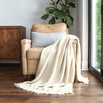 Noble Linens Slub-Yarn Throw Blanket, Natural, Standard Throw