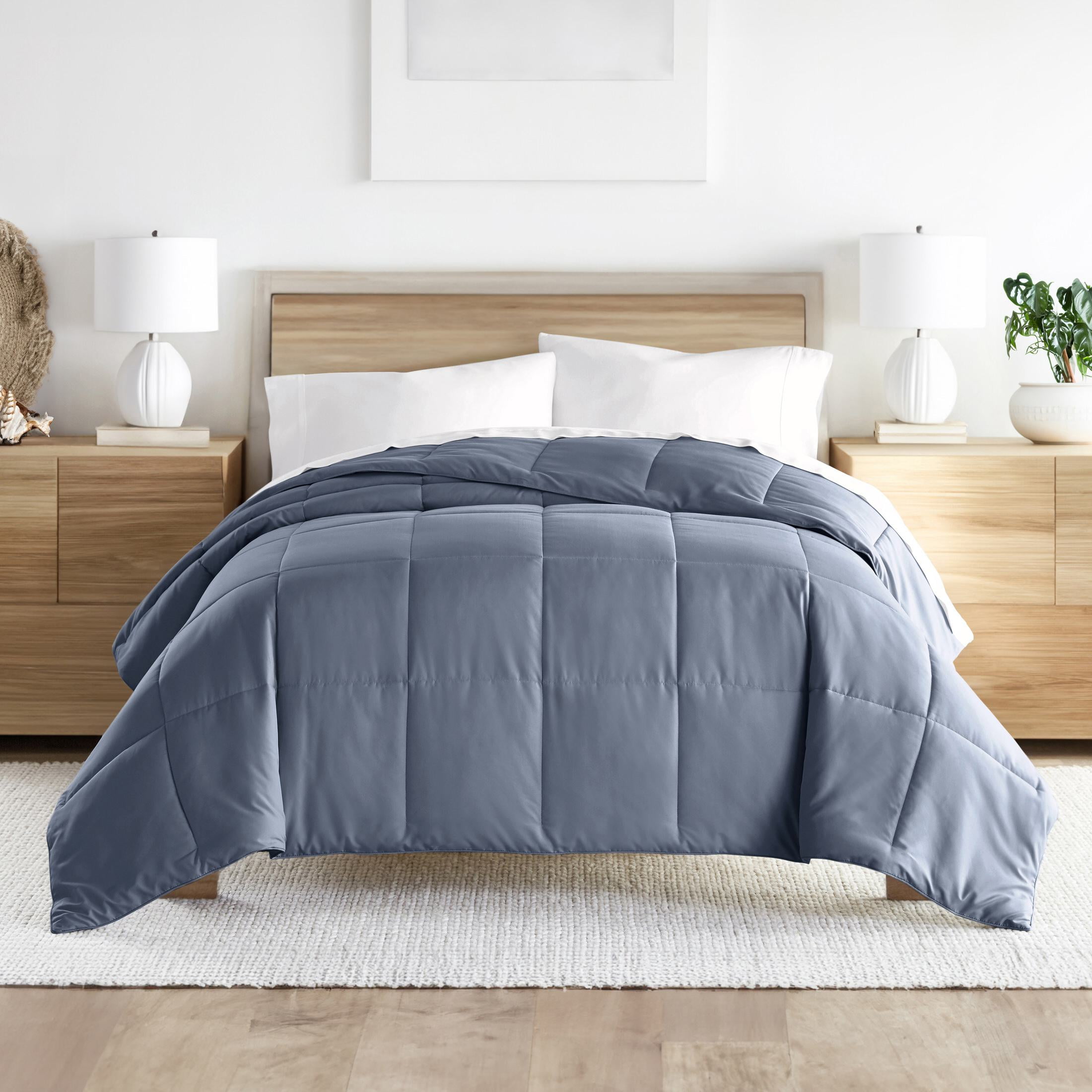 Noble Linens Stone All Season Lightweight Down-Alternative Solid Comforter, Full/Queen