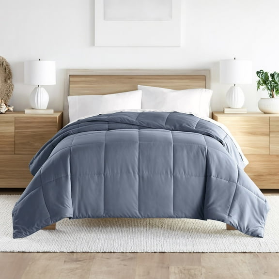 Noble Linens Stone All Season Alternative Down Solid Comforter, Full/Queen
