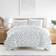 thumbnail image 1 of Noble Linens Watercolor Vines Blue 3-Piece Patterned Duvet Cover Set, Queen, 1 of 7