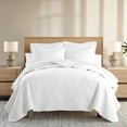 thumbnail image 1 of Noble Linens White Damask Pattern Quilted Coverlet Set, Full/Queen, 1 of 12