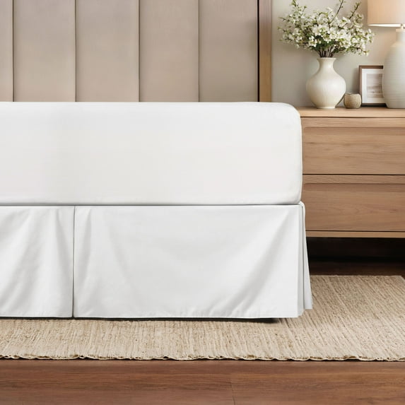 Noble Linens White Pleated Dust Ruffle Bed Skirt, CalKing