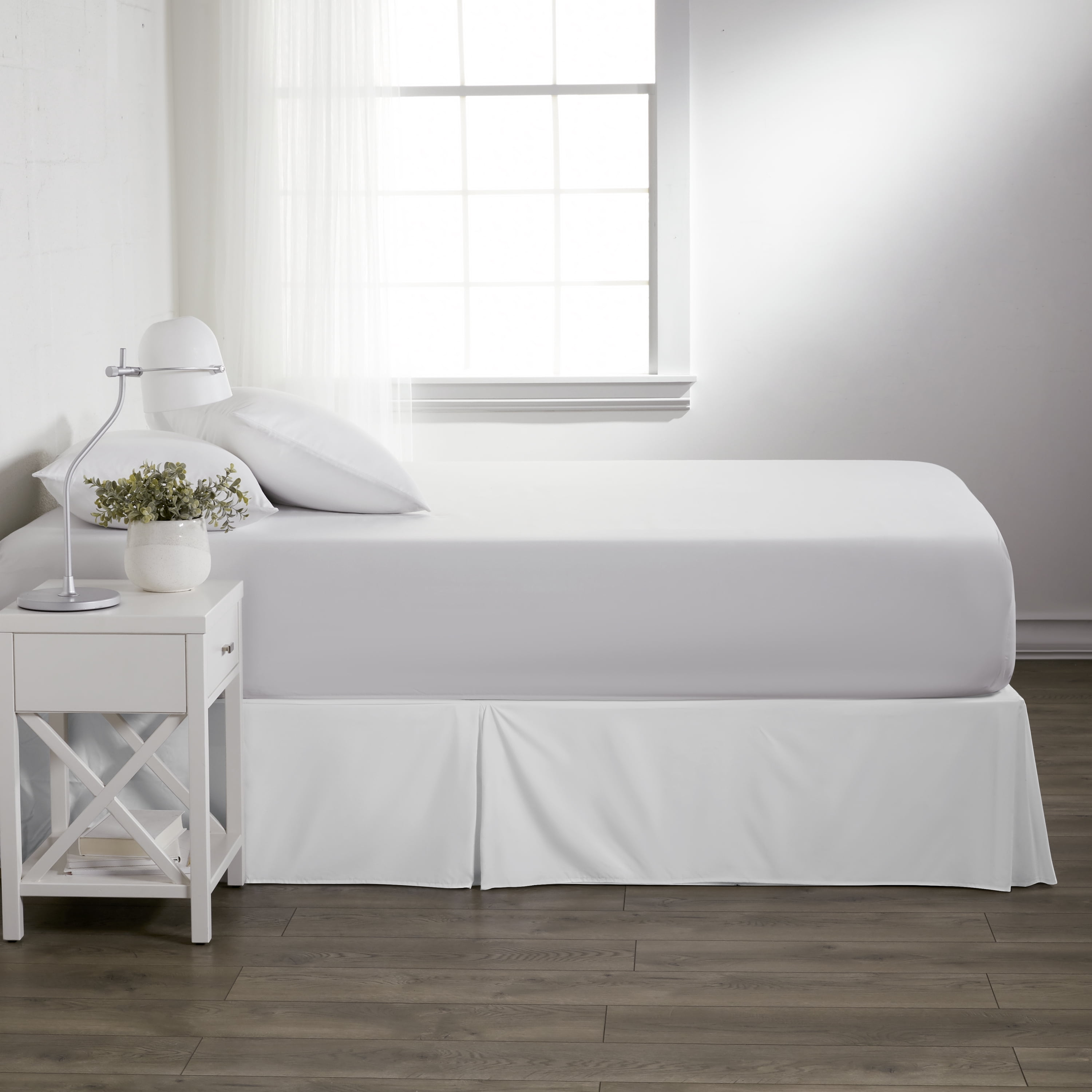 Noble Linens Full Bed Skirt White Pleated Microfiber Luxurious Decor ...