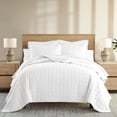 thumbnail image 1 of Noble Linens White Square Pattern Quilted Coverlet Set, Full/Queen, 1 of 12