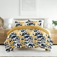 thumbnail image 1 of Noble Linens Yellow Boho Flower Reversible 3-Piece Duvet Cover Set, Full/Queen, 1 of 8