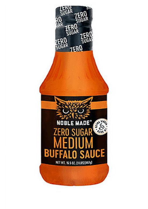 Noble Made Medium Buffalo Sauce, 16.5 oz. Zero Sugar (Pack of 2
