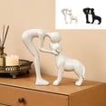 thumbnail image 1 of Noble Man and Dog Statue Ornament, Aesthetic Home Decoration for Pet Parents, Durable Cast Resin Dog Memorial Sculpture for Living Room Study Office, Thoughtful Gift for Dog Lovers, 5.3*6.2in, White, 1 of 7